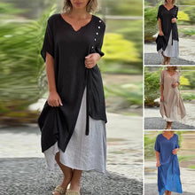 Load image into Gallery viewer, V Neck Short Sleeve Irregular Hem Woman Dress