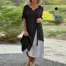 Load image into Gallery viewer, V Neck Short Sleeve Irregular Hem Woman Dress