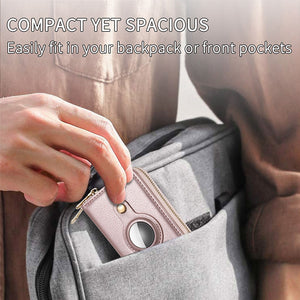 Smart AirTag Zipper RFID Slim Leather Wallet