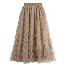 Load image into Gallery viewer, Tiered Elastic Waist Tulle Maxi Skirt