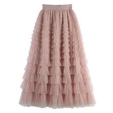 Load image into Gallery viewer, Tiered Elastic Waist Tulle Maxi Skirt