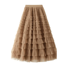 Load image into Gallery viewer, Tiered Elastic Waist Tulle Maxi Skirt