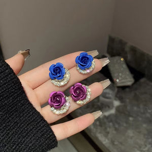 Diamond Rose Earrings