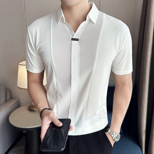 Men's Business Casual Patchwork Shirt