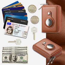 Load image into Gallery viewer, Smart AirTag Zipper RFID Slim Leather Wallet