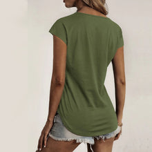 Load image into Gallery viewer, Round Neck Half Zip Panel Lace Short Sleeve T-shirt