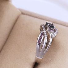 Load image into Gallery viewer, Amethyst Silver Hearts Ring