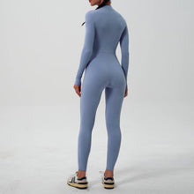 Load image into Gallery viewer, Women&#39;s Solid Zip Up Long Sleeve Sports Jumpsuit