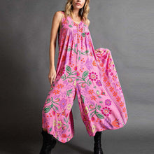 Load image into Gallery viewer, Vintage Floral Print Loose Sleeveless Jumpsuit