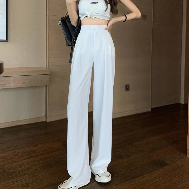 Figure-Flattering Versatile High-Waisted Wide Leg Trousers