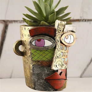 Abstract Beauty Face Flower Pot