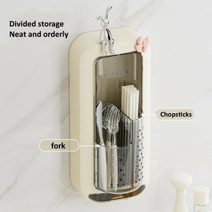 No-punch Wall-mounted Rotating Chopstick Storage Bucket