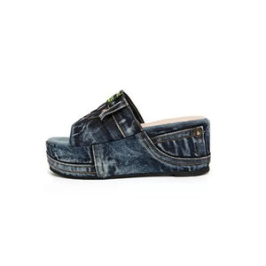 Denim-sandaler for kvinner