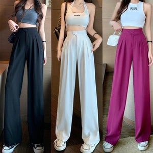 Figure-Flattering Versatile High-Waisted Wide Leg Trousers