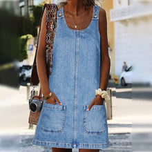 Load image into Gallery viewer, Front Pocket Denim Overall Mini Skirt