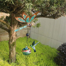 Load image into Gallery viewer, Dragonfly Wind Chimes Glass Bird Feeders