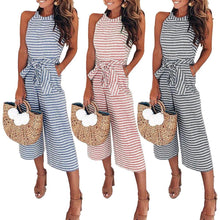 Load image into Gallery viewer, Magoloft™ Women Summer Striped Sleeveless Back Zipper Jumpsuits