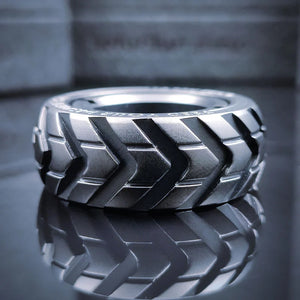 Stainless Steel Motorcycle Tire Fidget Ring