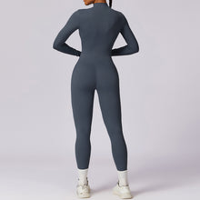 Load image into Gallery viewer, Women&#39;s Solid Zip Up Long Sleeve Sports Jumpsuit