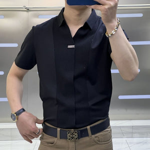 Men's Business Casual Patchwork Shirt