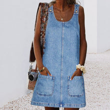 Load image into Gallery viewer, Front Pocket Denim Overall Mini Skirt