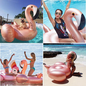 Inflatable Flamingo Pool Float, Rose Gold