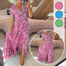 Load image into Gallery viewer, Floral Print V-neck Dress