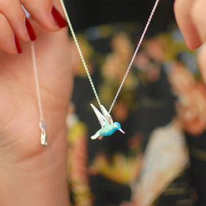 Enamel Hummingbird Necklace & Earrings