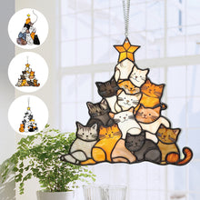 Load image into Gallery viewer, Cat Christmas Tree Suncatcher Ornament