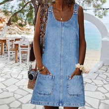 Load image into Gallery viewer, Front Pocket Denim Overall Mini Skirt