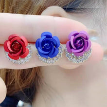 Load image into Gallery viewer, Diamond Rose Earrings