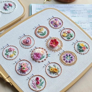 Broderisett med liten blomsterramme