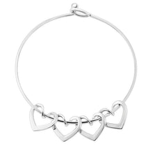 Load image into Gallery viewer, Family Bangle Bracelet with Heart Shape Pendants