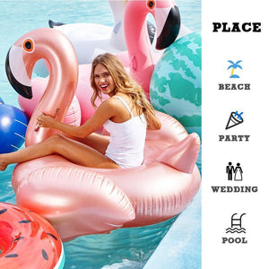 Inflatable Flamingo Pool Float, Rose Gold