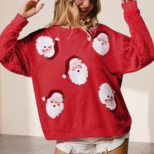 Women's Sequin Santa Sweatshirt