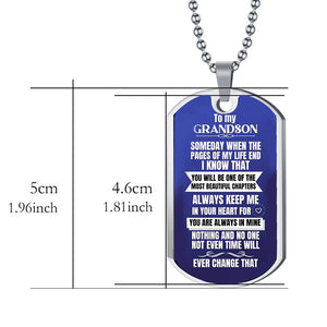 To My Grandson Keychain Necklace