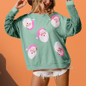 Women's Sequin Santa Sweatshirt