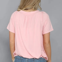 Load image into Gallery viewer, Solid Color Pleat Design T-shirt Top