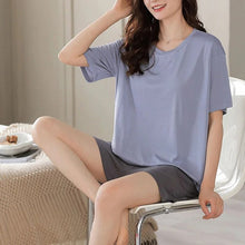 Load image into Gallery viewer, Women&#39;s Modal Short Sleeve Pajamas Set