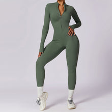 Load image into Gallery viewer, Women&#39;s Solid Zip Up Long Sleeve Sports Jumpsuit