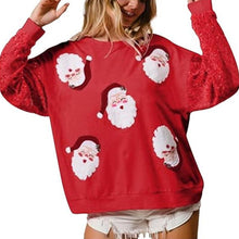 Load image into Gallery viewer, Women&#39;s Sequin Santa Sweatshirt