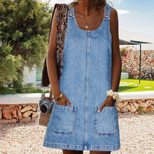 Load image into Gallery viewer, Front Pocket Denim Overall Mini Skirt