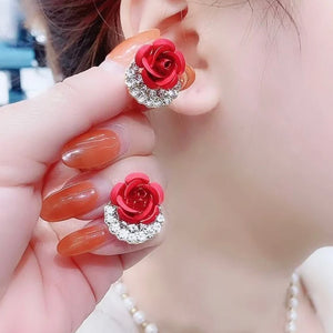 Diamond Rose Earrings