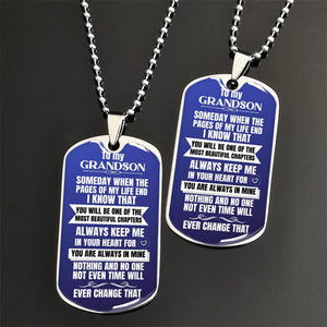 To My Grandson Keychain Necklace