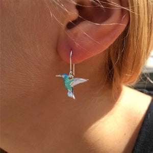 Enamel Hummingbird Necklace & Earrings