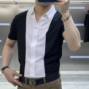 Men's Business Casual Patchwork Shirt