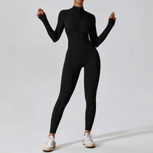 Load image into Gallery viewer, Women&#39;s Solid Zip Up Long Sleeve Sports Jumpsuit