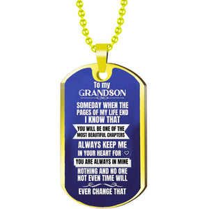 To My Grandson Keychain Necklace