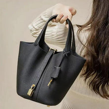 Load image into Gallery viewer, Trendy Plain Color Leather Handbag with Lock Design