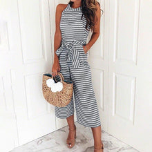 Load image into Gallery viewer, Magoloft™ Women Summer Striped Sleeveless Back Zipper Jumpsuits